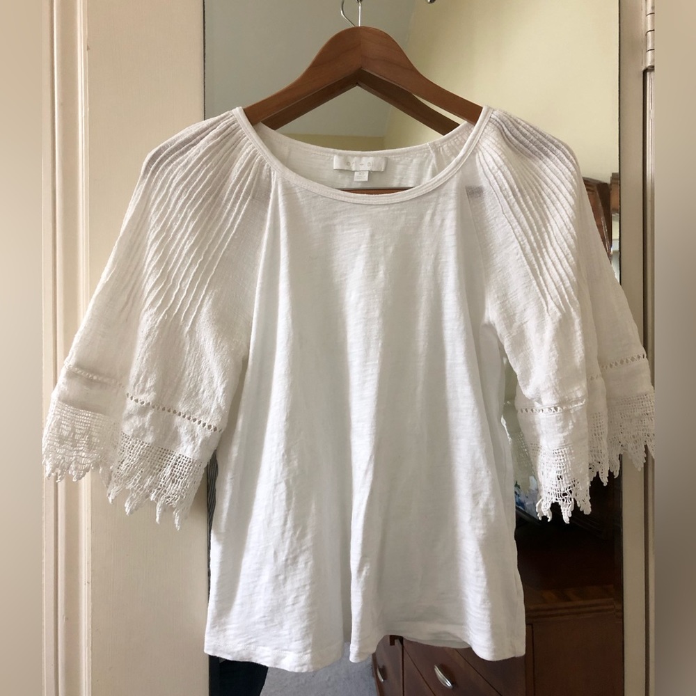 Anthropologie Eri + Ali White 100% Cotton Top Size XS